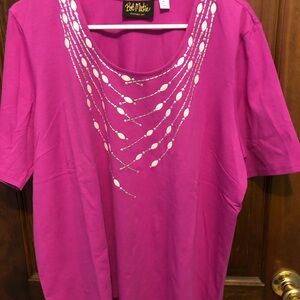 Bob Mackie Wearable Art Pink Silver Necklace XL Across chest 23 chest